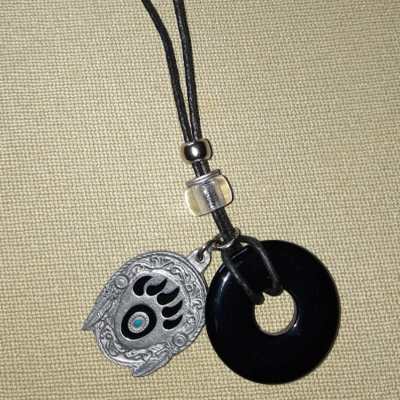 Collier plume et onyx SIS OP24