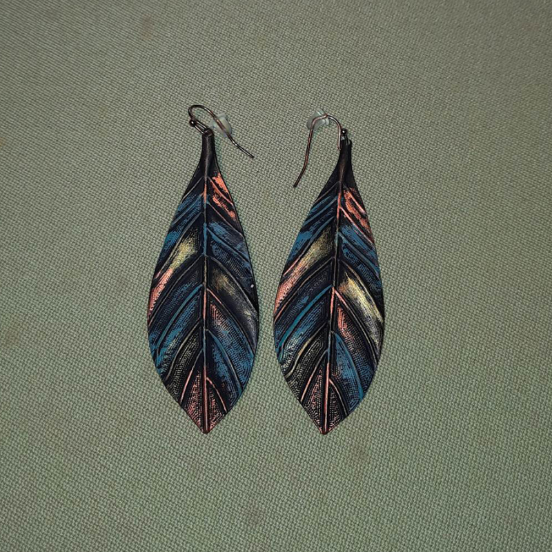 Boucles d'oreilles plume métal