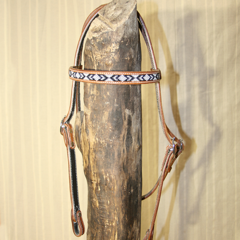 Bridon perles noir-blanc