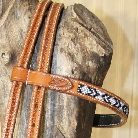 Bridon perles noir-blanc