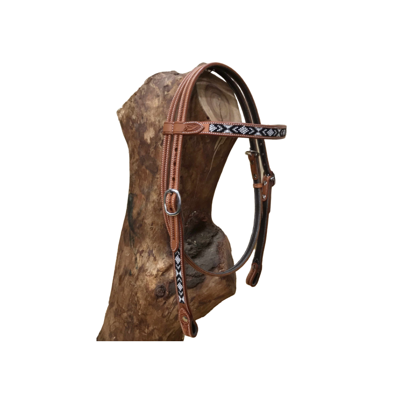 Bridon perles noir-blanc