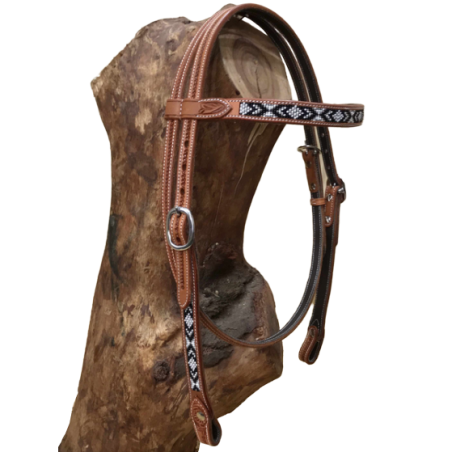 Bridon perles noir-blanc