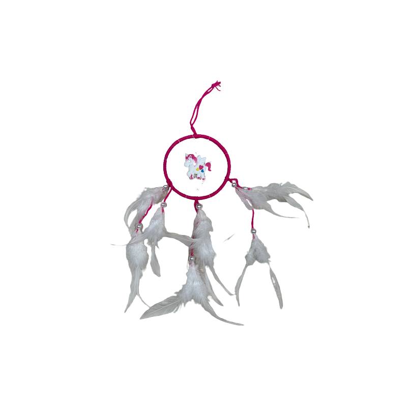 Attrape-rêves plumes blanches licorne