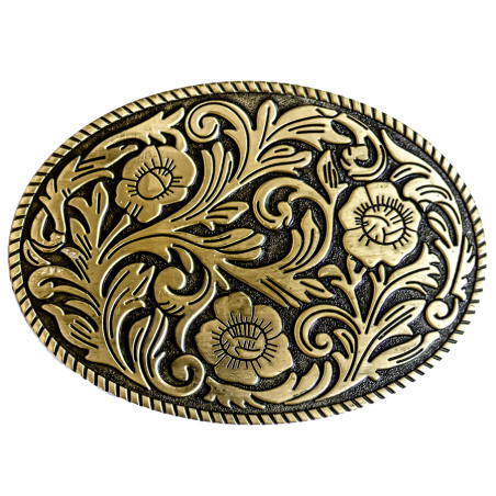 Boucle de ceinture fleur dorée