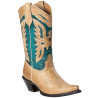 Bottes cuir beige turquoise