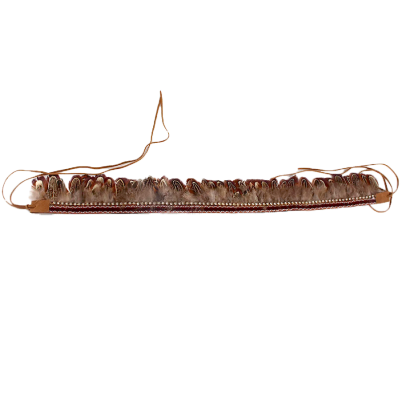 Tour de chapeau cuir et plumes