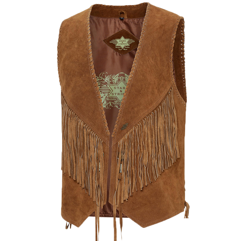 Gilet daim à franges