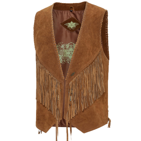 gilet a frange marron