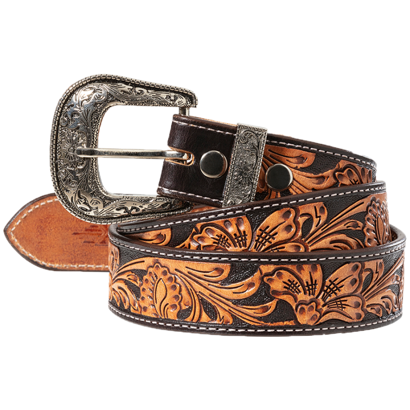 Ceinture cuir noir/marron