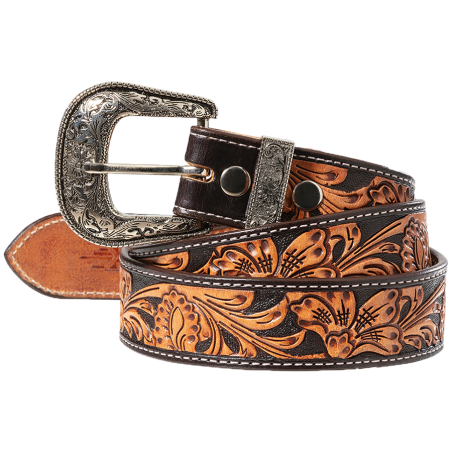 Ceinture cuir noir/marron