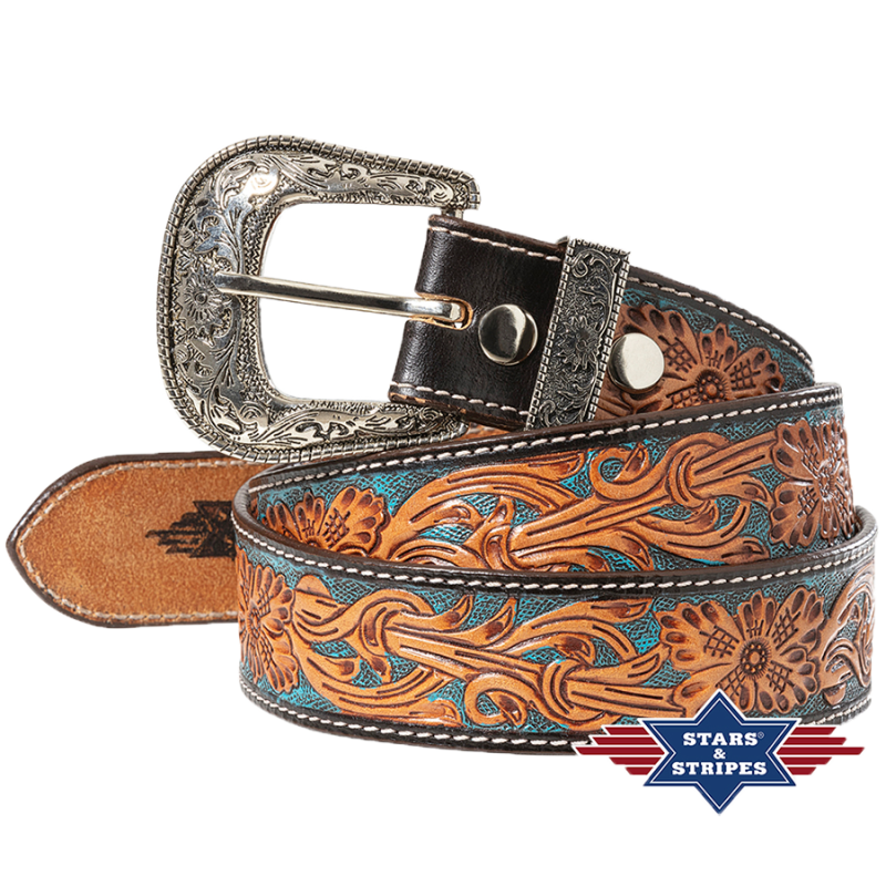 Ceinture cuir bicolore Blue
