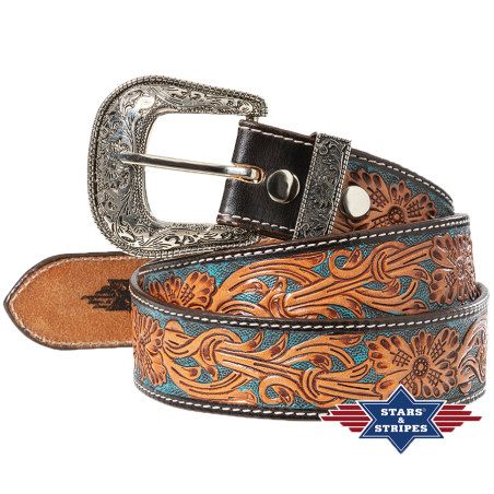 Ceinture cuir bicolore Blue