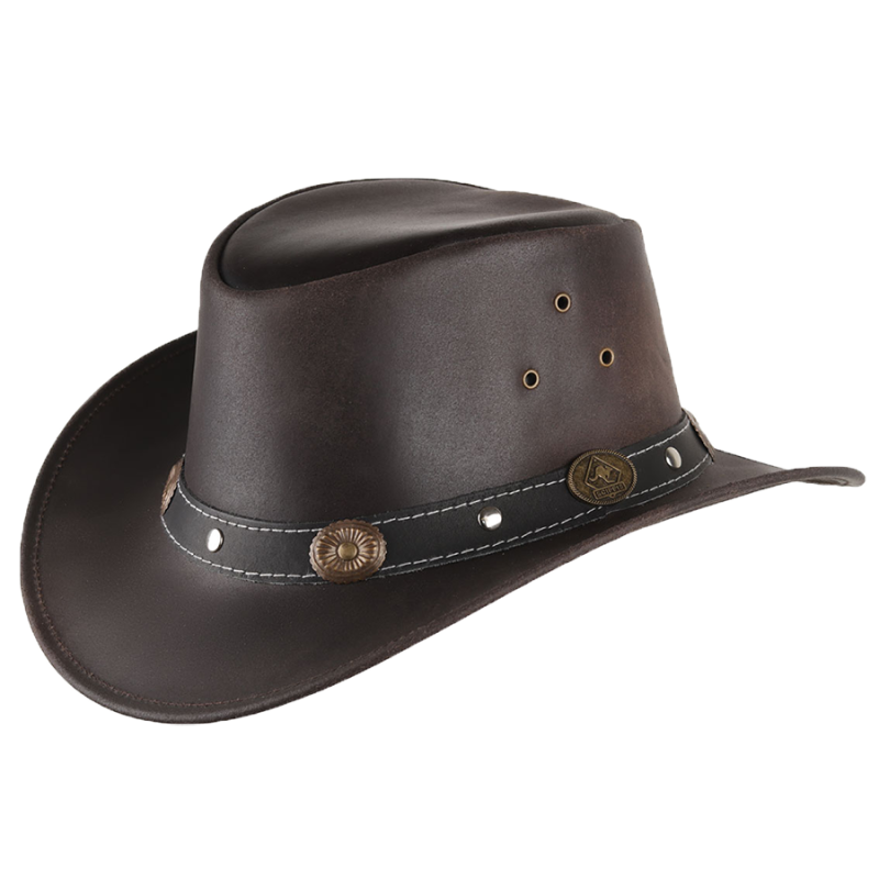Chapeau cuir marron Reno