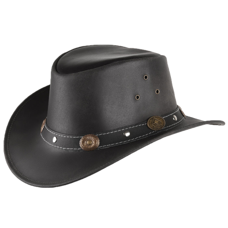 Chapeau cuir noir Reno