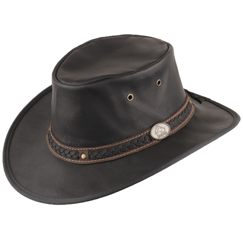Chapeau cuir noir Kangaroo