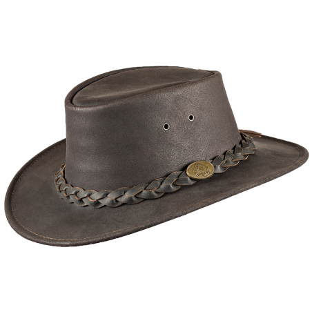 Chapeau cuir marron Bushman