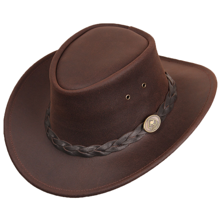 Chapeau cuir marron Bushman