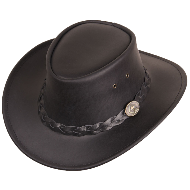 Chapeau cuir noir Bushman