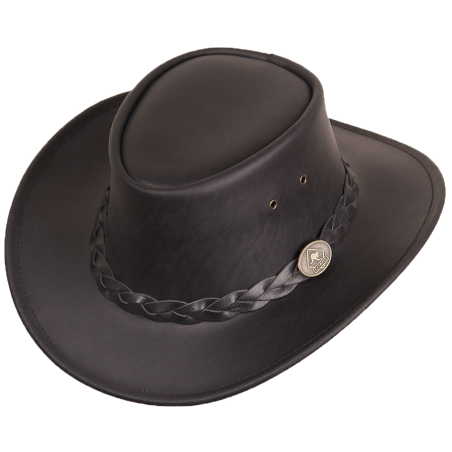 Chapeau cuir noir Bushman