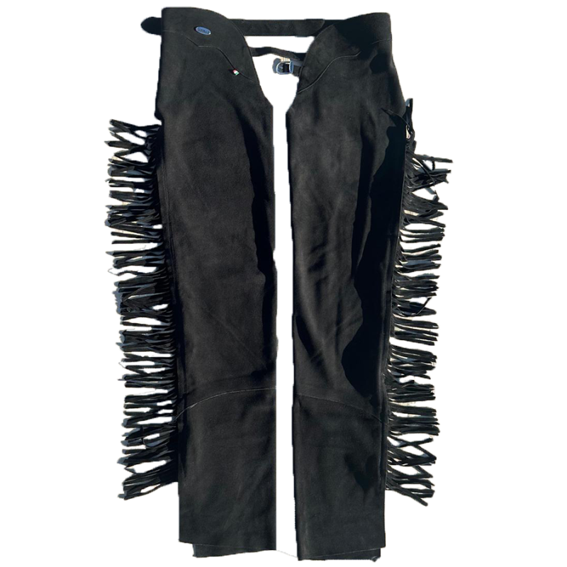 Chaps à franges daim noir