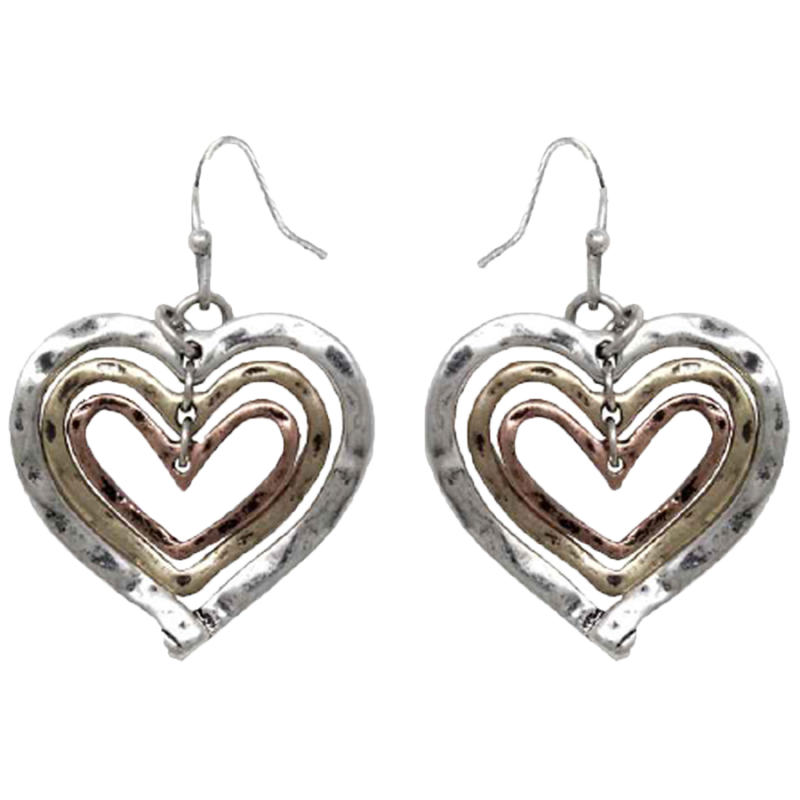 Boucles d'oreilles cœurs argentés