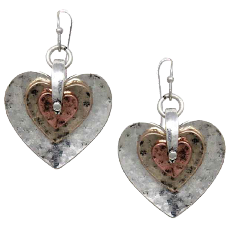 Boucles d'oreilles cœurs tricolores