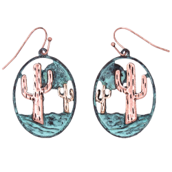 Boucles d'oreilles cactus bicolore