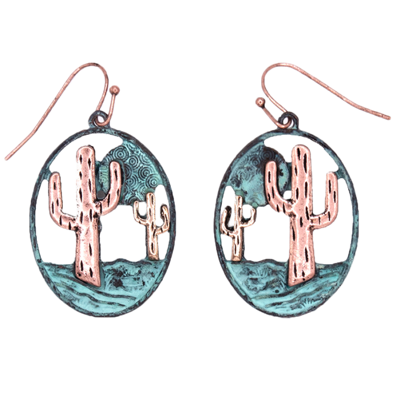 Boucles d'oreilles cactus bicolore