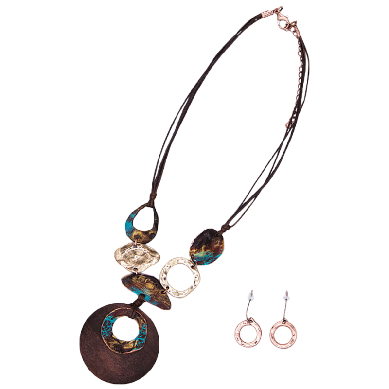 Collier métal et boucles d'oreilles cercles