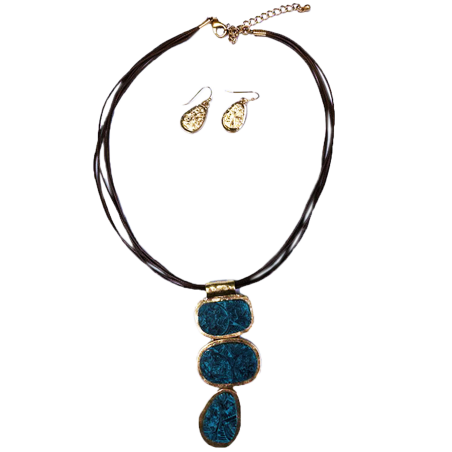 Collier et boucles d'oreilles turquoise