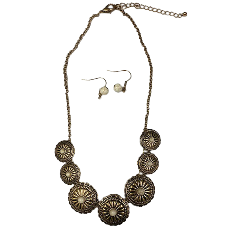 Collier et boucles d'oreilles conchos