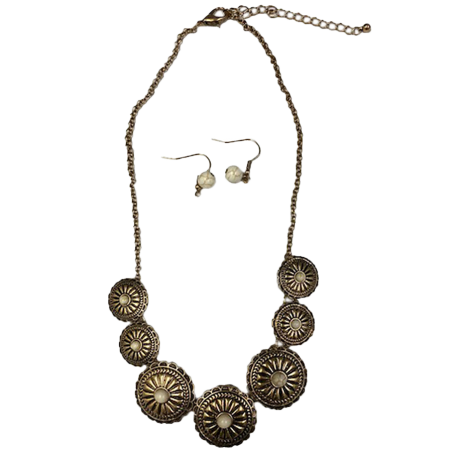 Collier et boucles d'oreilles conchos