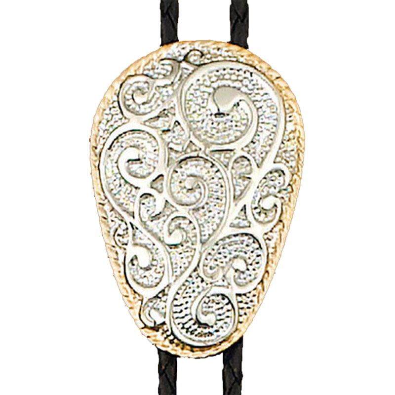 Bolo tie volutes bicolore