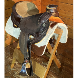 Selle Western En Cuir Sculpté Type Wade - Pour Cheval De