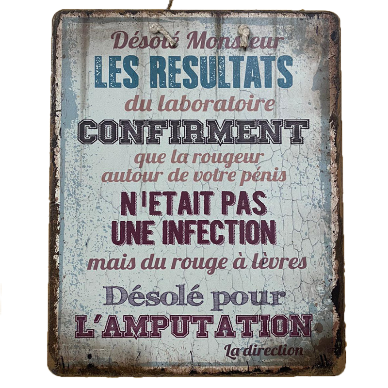 Plaque humoristique Amputation