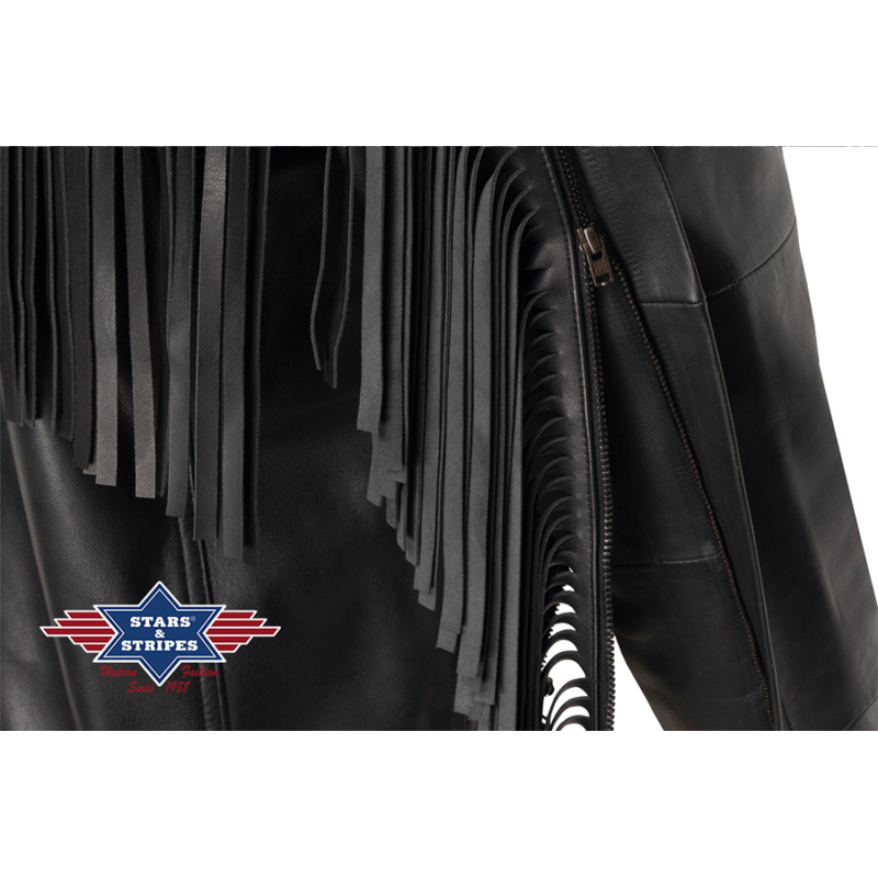 Blouson cuir à franges Liam