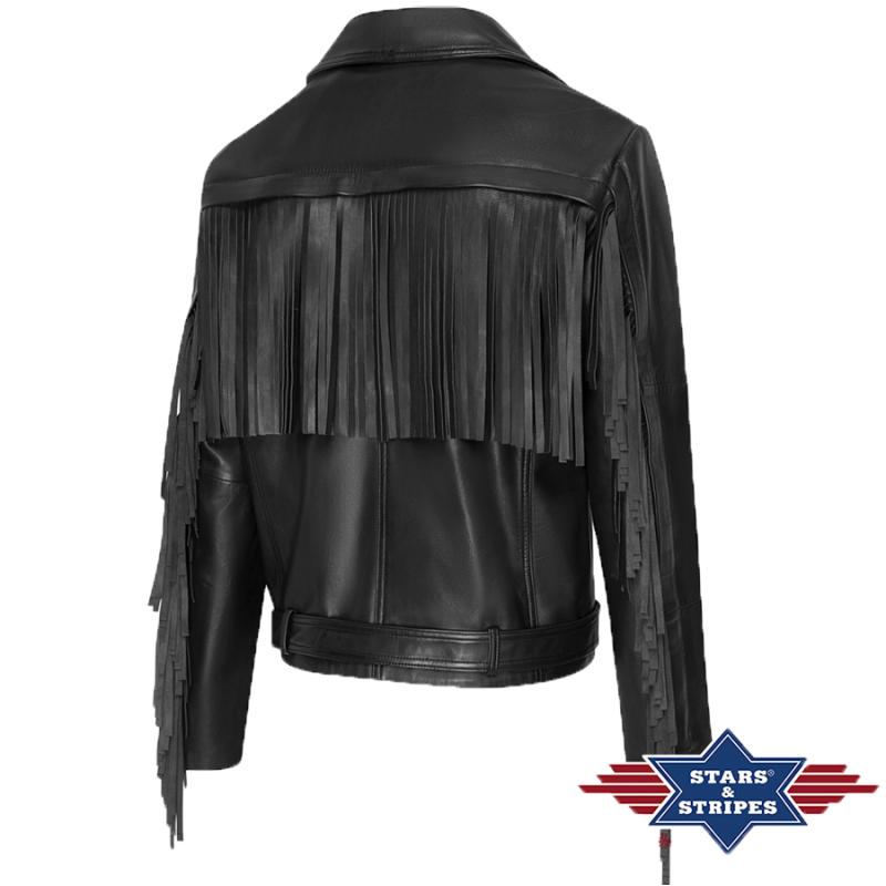 Blouson cuir à franges Liam