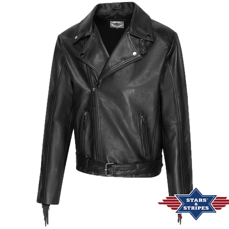 Blouson cuir à franges Liam
