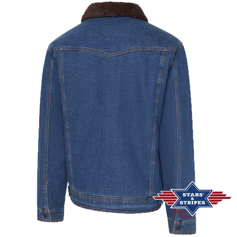 Veste fourrée en jean bleu Bullock