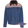Veste fourrée en jean bleu Bullock