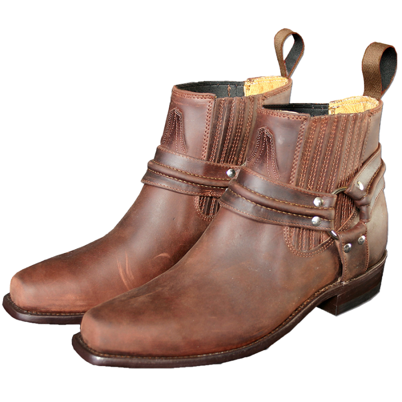 Boots motard cuir marron