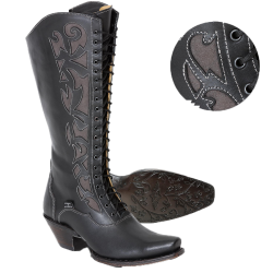 Bottes à lacet cuir noir