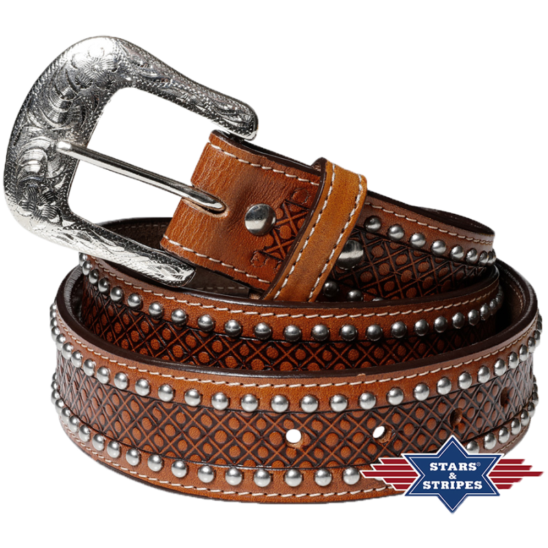 Ceinture cuir marron Clous