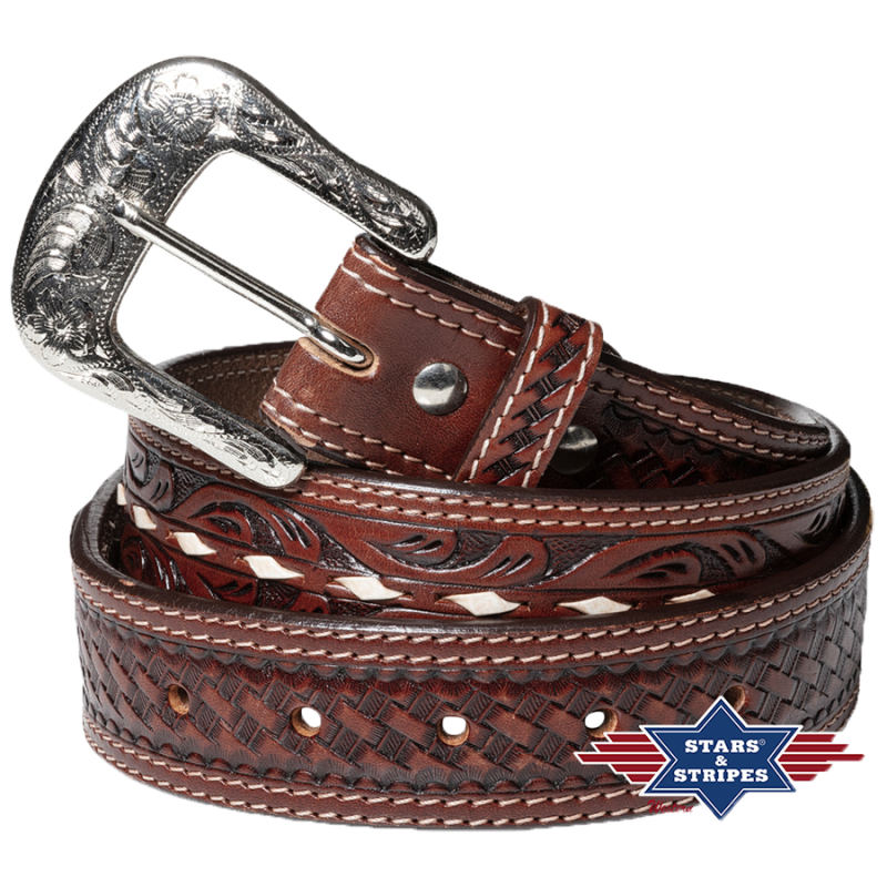 Ceinture cuir marron Wave