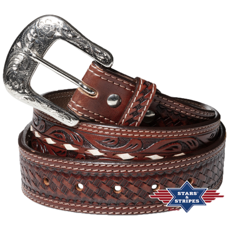 Ceinture cuir marron Wave