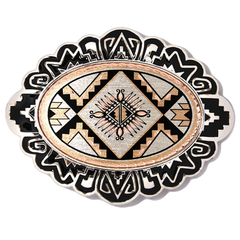 Boucle de ceinture cuivre Sunburst