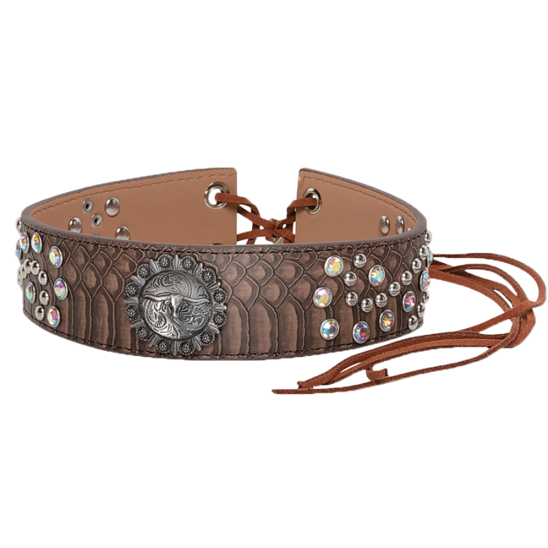 Tour de chapeau cuir et strass