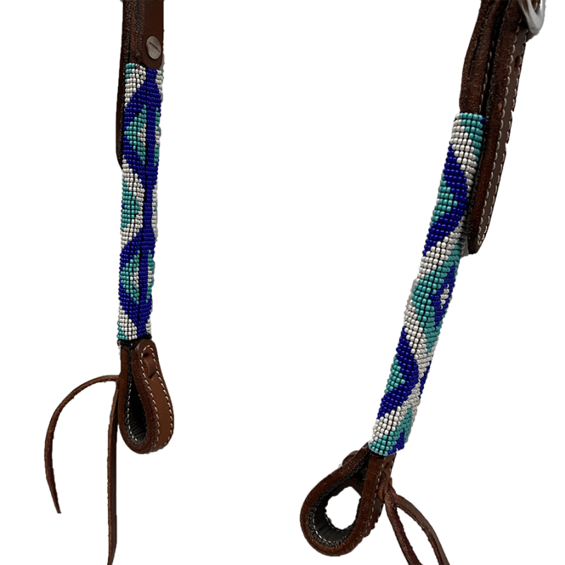 Bridon 1 oreille perles bleu-blanc