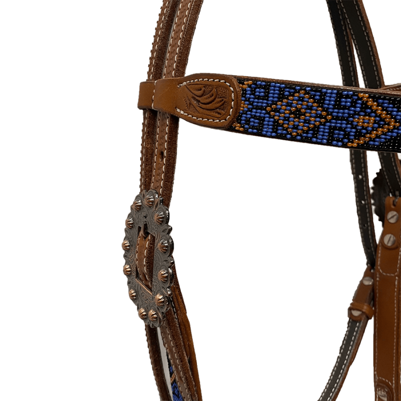 Bridon perles bleu-noir