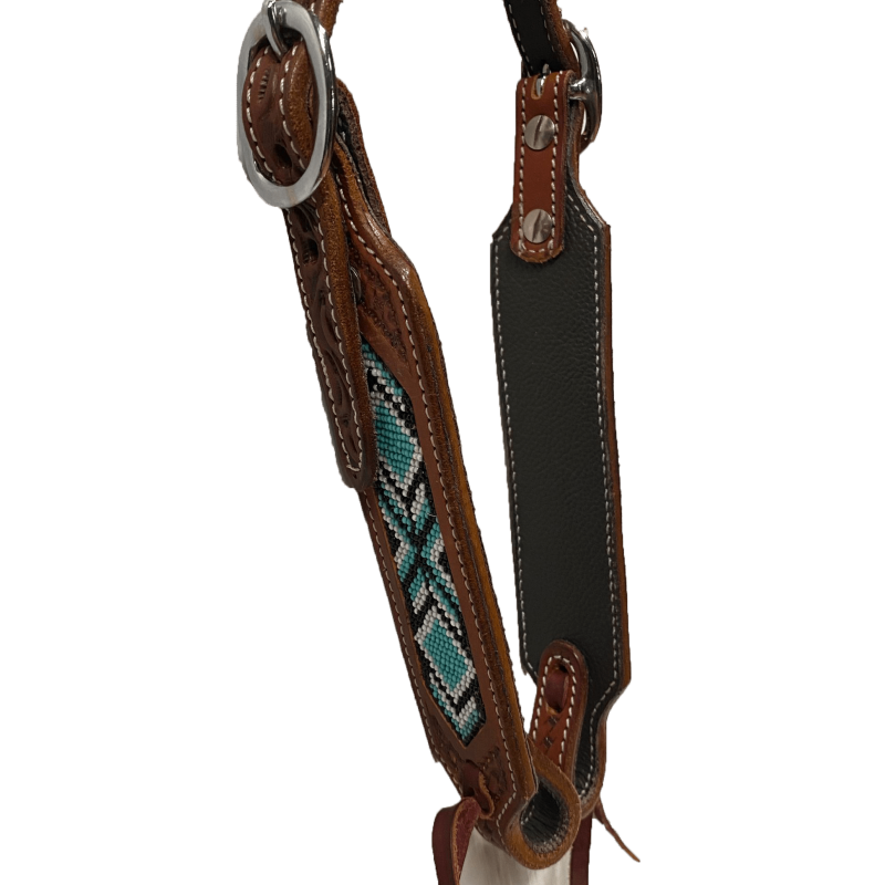 Bridon 2 oreilles perles vert-noir